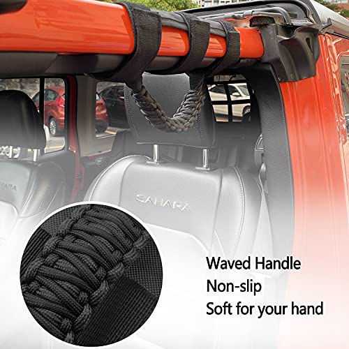 Bentolin 4x Roll Bar Grab Handles Grip Handle for Jeep Wrangler YJ TJ JK JKU JL JLU Sports Sahara Freedom Rubicon Unlimited X Gladiator JT 1955-2022 UTV ATV Paracord Handles Interior Accessories (Black) - Image 5