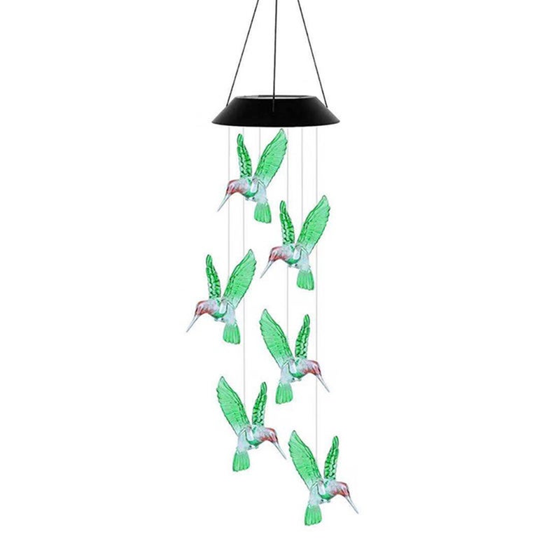 Solar Hummingbird Wind Chime Color Changing Hanging Solar Light Outdoor Waterproof Wind Chime Solar LED String Light Decoration for Garden Party Night - Image 1