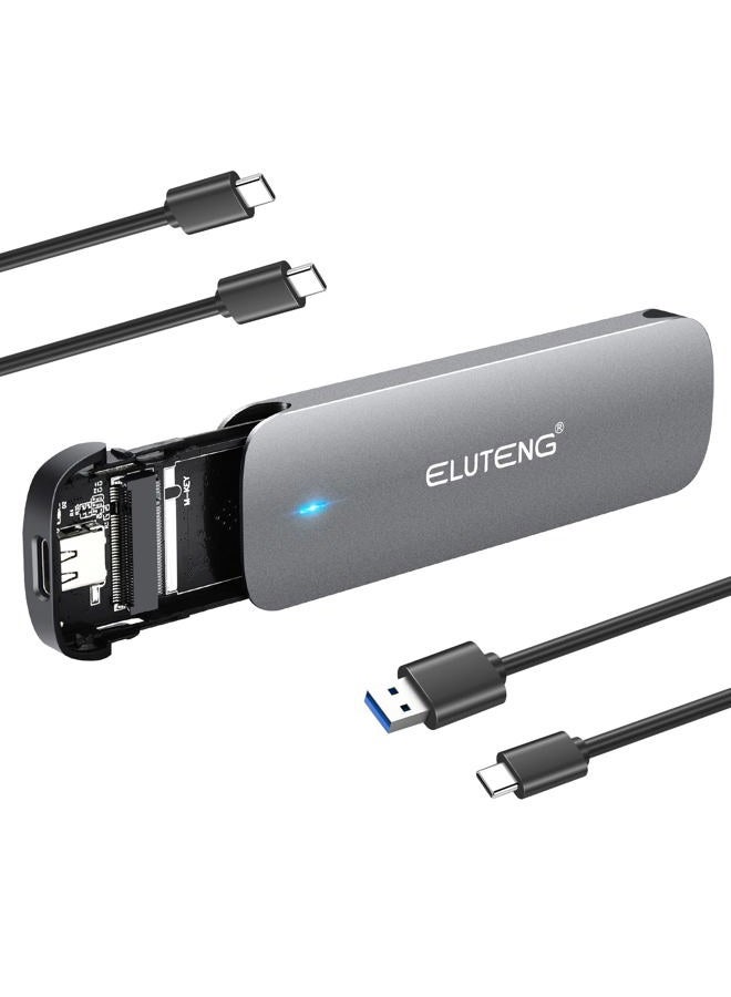 ELUTENG M.2 NVME and SATA NGFF Enclosure Dual Protocol USB3.1 GEN2 M2 SSD Hard Disk Drive Adapter UASP NGFF HDD External Case Max 4TB 2230 2242 2260 2280 for PC Laptop Mac PS4 TV Router Phone - Image 1