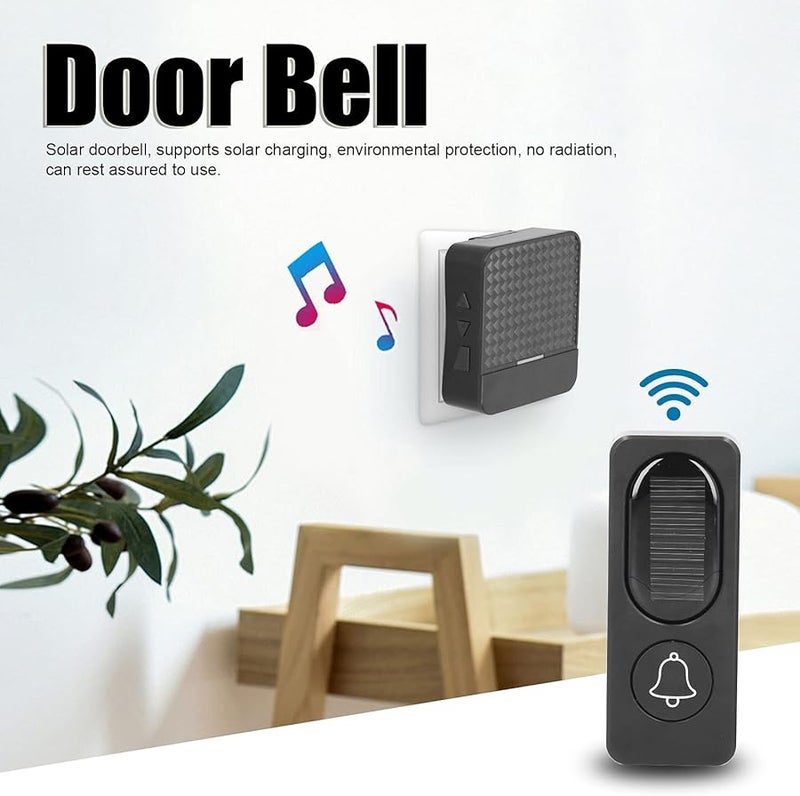 Solar Door Alarm System Wireless With LED Light 52 Music Options For Home Office Villa - Image 3