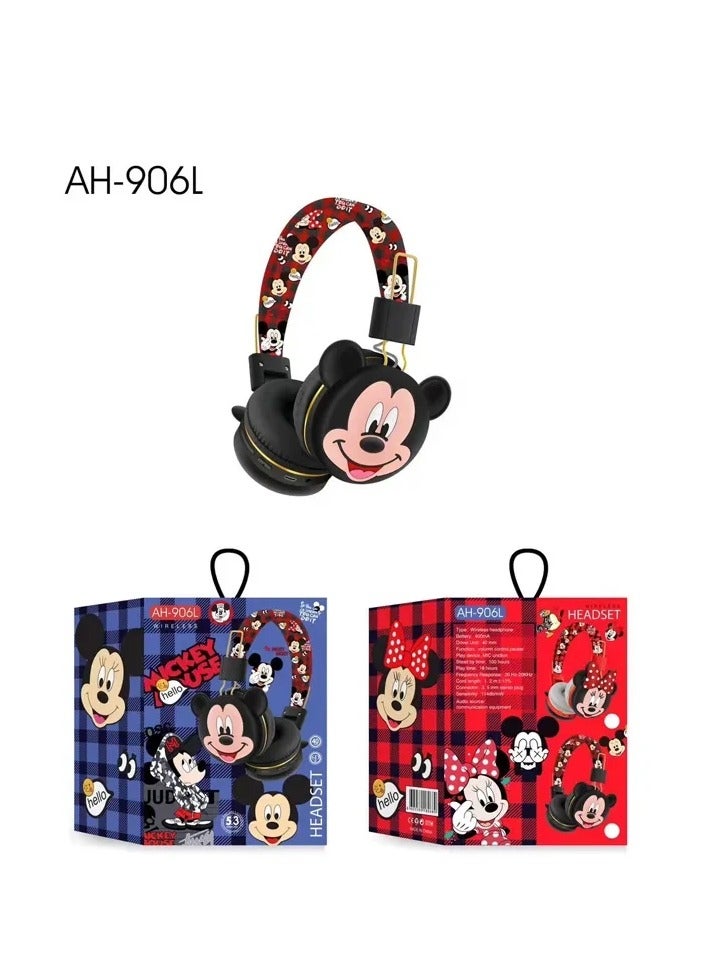 ميكي ماوس سماعات رأس لاسلكية بلوتوث للأطفال  سماعات ميكي ماوس قابلة للطي للأطفال تقليل الضوضاء ؛ مناسبة لسماعات ستيريو للأطفال لبطاقات TF والهواتف المحمولة والأجهزة اللوحية بلون احمرعلى اسود - Image 2