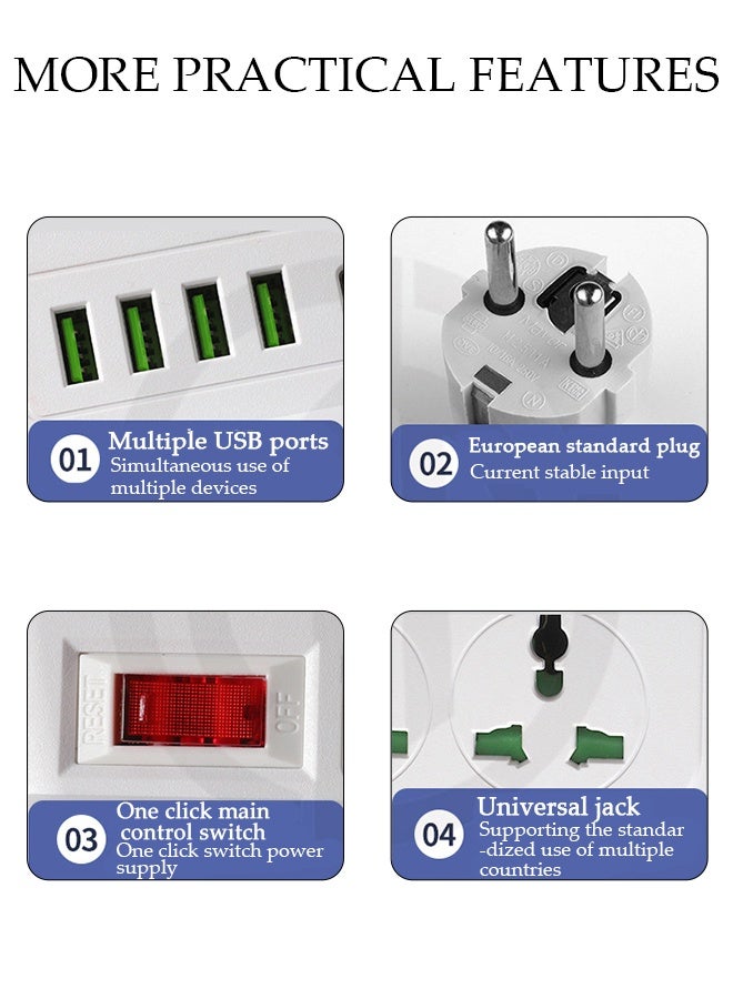 DUNISO Electrical Connection,Multi Plug Extension Socket,6-in-1 Power Extension Socket Power Adapter,3 Outlets Power Socket With 1 USB-A & 1 TYPE-C PD3.0/20W & 1 USB QC 3.0/18W,Extender Wall Charge Socket 3 Way Adaptor  - Image 5