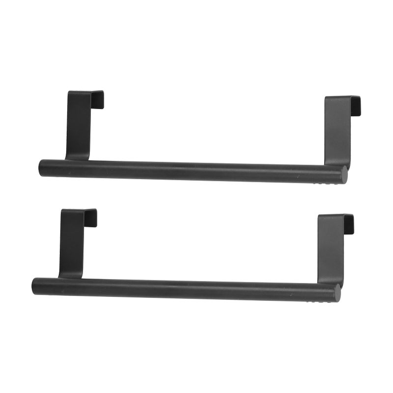 2Pcs Towel Rack Black Hangable Punch Free Nail Free Cabinet Door Towel Rack for Home Hotel23CM - Image 1