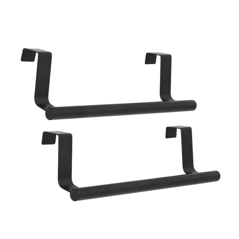 2Pcs Towel Rack Black Hangable Punch Free Nail Free Cabinet Door Towel Rack for Home Hotel23CM - Image 2
