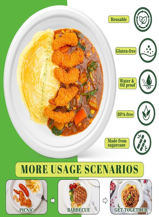 Fniiva 125PCS 10Inch Paper Plates, Heavy Duty Disposable Plates, Compostable Plates, Sugarcane Dinner Plate, Biodegradable Sugarcane Bagasse, Eco-Friendly for Breakfast, Lunch or Family Dinner Meals - Image 4