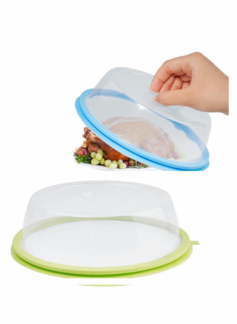 Microwave Splatter Cover, 2 Pack, Small Microwave Plate Cover for Food, 7.9" Microwave Accessories with Silicone Ring, BPA Free & Dishwasher Safe Fruit, Vegetable Container - Image 1