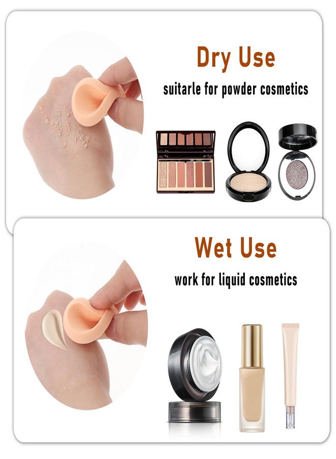 Jeffdad 12 Pcs Round Makeup Sponges, Facial Powder Puff Cosmetic Sponge Round Foam Pad Beauty Makeup Eye Foundation Powder Blender for All Skin Types Wet and Dry Dual Use(Skin color + white) - Image 3