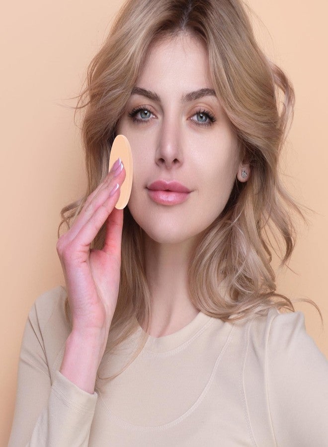 Jeffdad 12 Pcs Round Makeup Sponges, Facial Powder Puff Cosmetic Sponge Round Foam Pad Beauty Makeup Eye Foundation Powder Blender for All Skin Types Wet and Dry Dual Use(Skin color + white) - Image 5