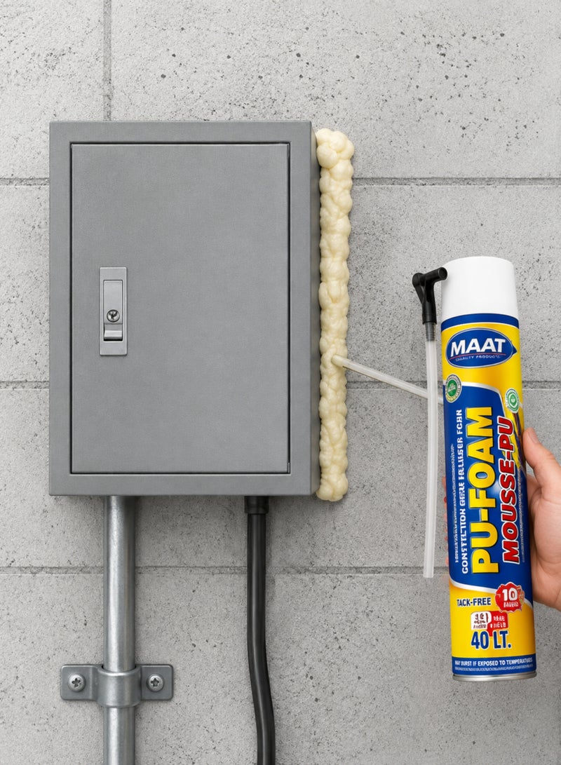 MAAT PU Foam Mousse-E-PU Construction Grade Insulating Foam, High Yield 40L, Fast Curing 10 Minutes, Strong Adhesion, Thermal & Sound Insulation Foam for Doors, Windows, Wall Cracks, Pipes & Gaps - Image 5