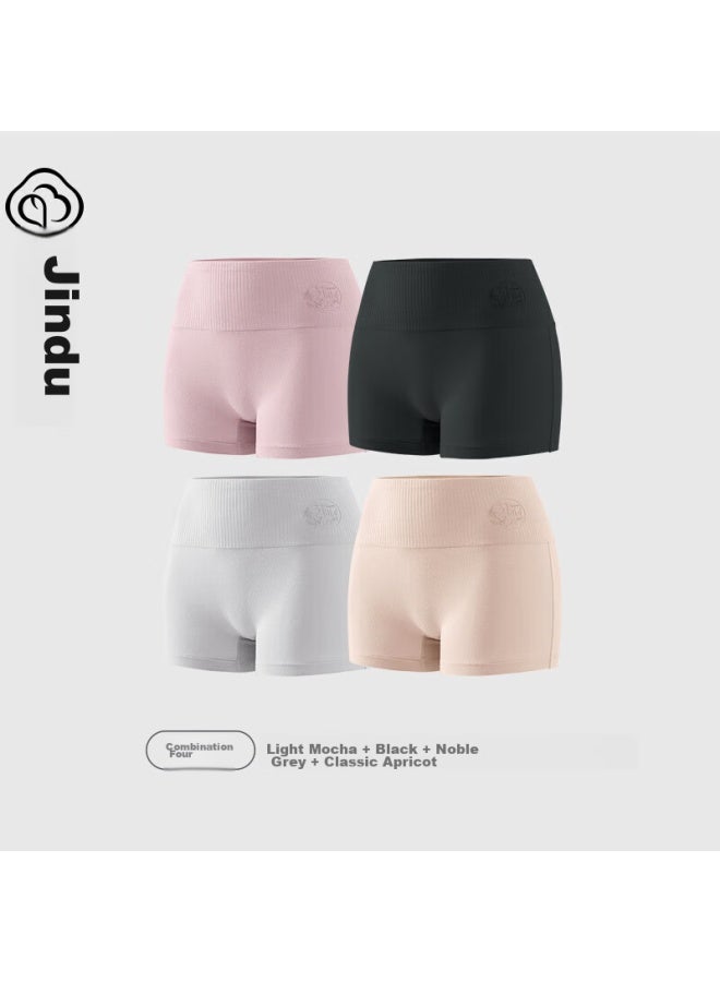 Jindu Women's High-waisted Cotton Crotch Tummy Control Safety Shorts, Bean Paste + Black + Gray + Apricot, Xxl - Image 1