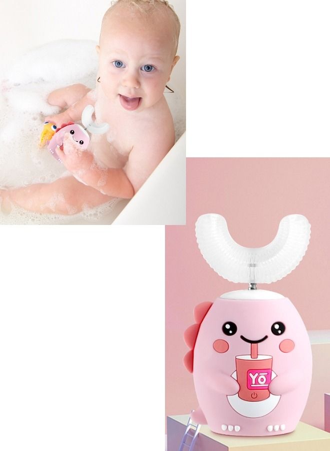 XiuWoo Suitable for 2-8 Years Old Children USB Rechargeable U-shaped Soft Silicone Cute Cartoon Electric Toothbrush 6-speed Mode Waterproof and Antibacterial with Two Brush Heads - Image 2