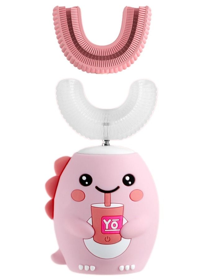 XiuWoo Suitable for 2-8 Years Old Children USB Rechargeable U-shaped Soft Silicone Cute Cartoon Electric Toothbrush 6-speed Mode Waterproof and Antibacterial with Two Brush Heads - Image 1