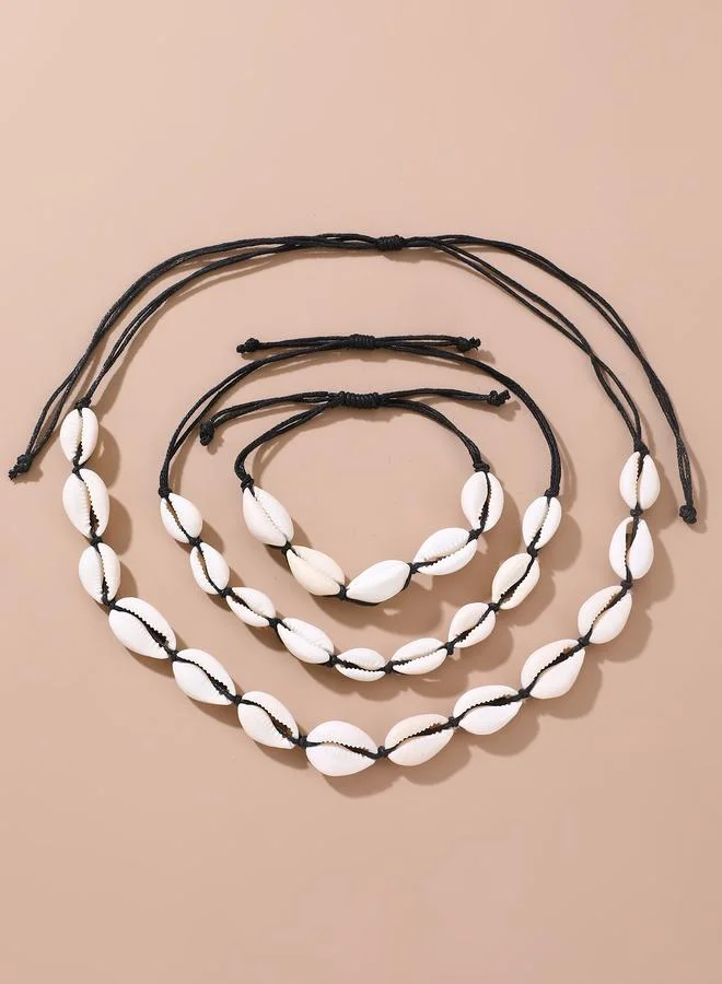 تايك تو Pack of 3 - Conch Shell Necklace and Bracelet