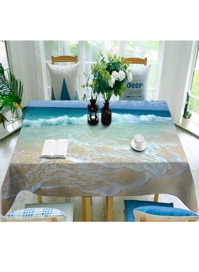 AOYEGO Seascape Table Cloths Rectangle Ocean Beach Clouds Coast Sky Nature Wave Sunny Nature Scenic Sea Splash Tablecloths Decoration 52X70 Inch Polyester for Outdoor Indoor Home Party Picnic - Image 4