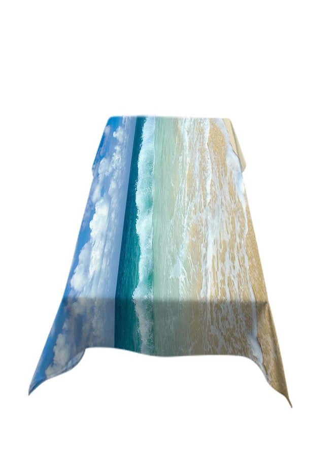 AOYEGO Seascape Table Cloths Rectangle Ocean Beach Clouds Coast Sky Nature Wave Sunny Nature Scenic Sea Splash Tablecloths Decoration 52X70 Inch Polyester for Outdoor Indoor Home Party Picnic - Image 2