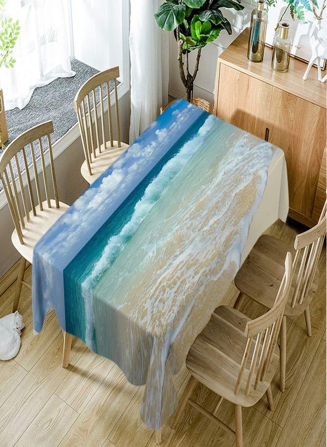 AOYEGO Seascape Table Cloths Rectangle Ocean Beach Clouds Coast Sky Nature Wave Sunny Nature Scenic Sea Splash Tablecloths Decoration 52X70 Inch Polyester for Outdoor Indoor Home Party Picnic - Image 3