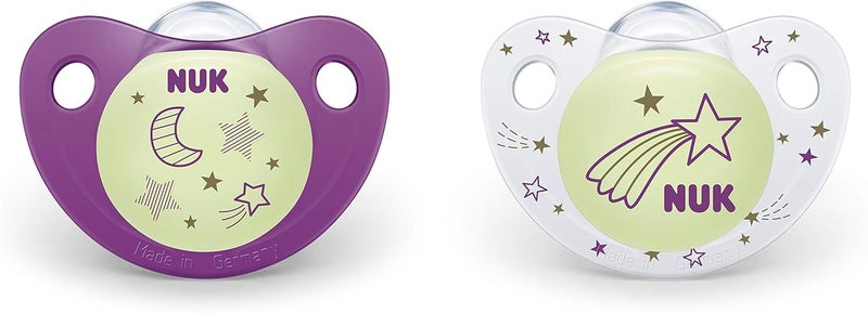 NUK Cute-as-a-Button Glow-in-The-Dark Orthodontic Pacifiers for 6-18 Months - Pack of 2 - Image 1