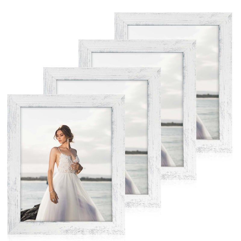 iRahmen 8X10 Picture Frame Distressed White with High Definition Glass 8 X 10 Photo Frames for Desktop Display and Wall Mounting (IR-US002-DIW-P8X10)