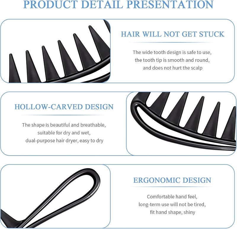 YILANJIN 2 Pcs Hair Comb, wide tooth Comb for Hairstyle Wavy Long Curly Hair Care, Hairdressing Styling Tool for Men and Women - Image 3