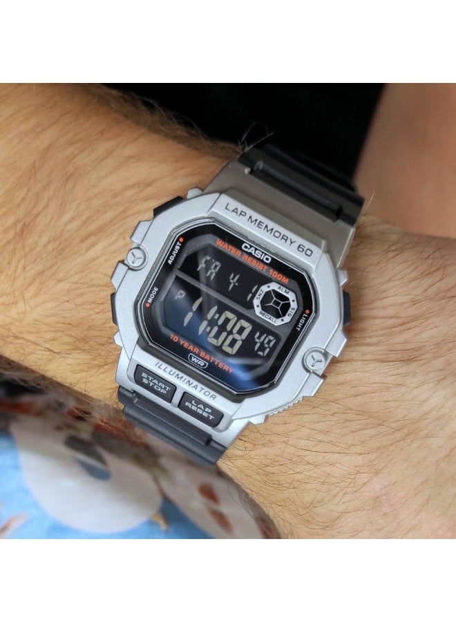 Casio WS-1400H-1BVDF Men’s Digital Sport Watch – Black & Silver Case, Black Resin Strap, 60-Lap Memory, 100m Water Resistant, 10-Year Battery - Image 5