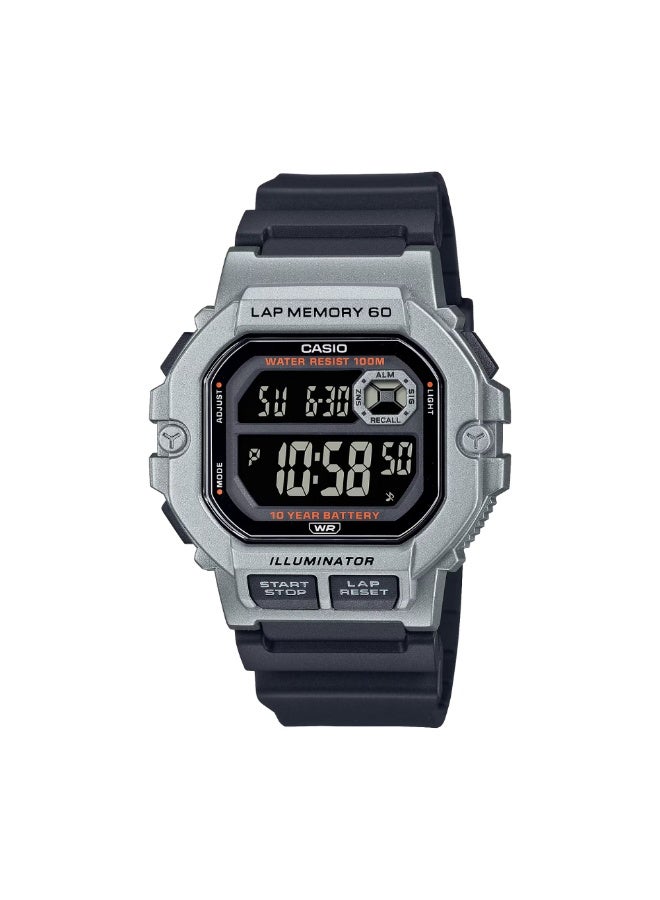 Casio WS-1400H-1BVDF Men’s Digital Sport Watch – Black & Silver Case, Black Resin Strap, 60-Lap Memory, 100m Water Resistant, 10-Year Battery - Image 1