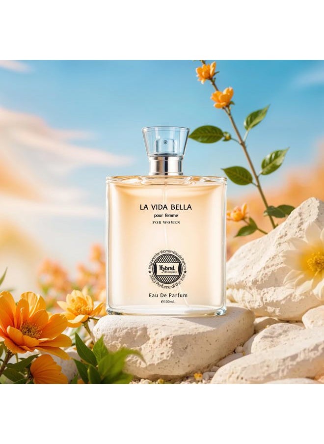 Hybrid & Company - La Vida Bella Fragrance for Women Eau De Parfum Natural Spray Elegant Scent, 3.4 Fl Oz - Image 1