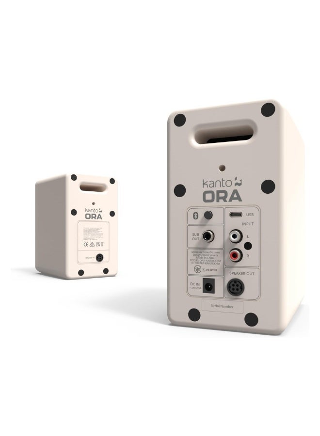 Kanto Audio ORA 100W Powered Reference Desktop Speakers with USB-C Input and Bluetooth-Cream, Pair - Image 4