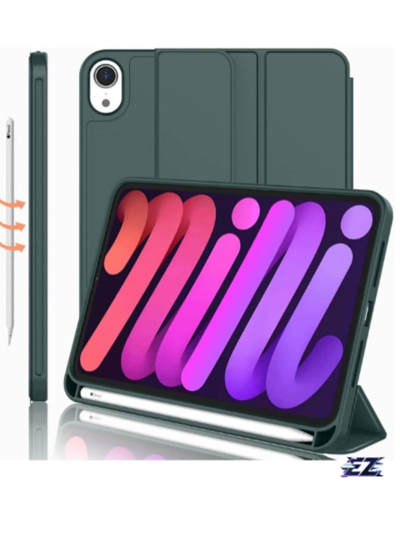 ELTRAZONE iPad Mini 7 Case 2024 – A17 Pro 8.3-Inch 7th Generation Case with Pencil Holder, Trifold Stand, and Soft TPU Back, Green - Image 1