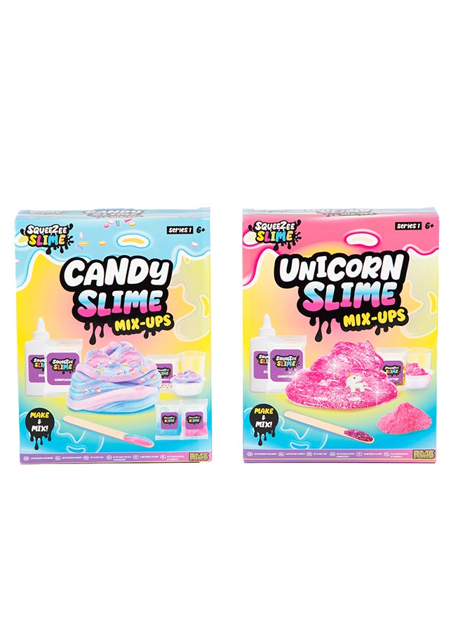 RMS Make Your Own Slime Kit 2 Assorted – Candy & Unicorn DIY Slime Craft Set for Kids, Creative Sensory Play - Image 1