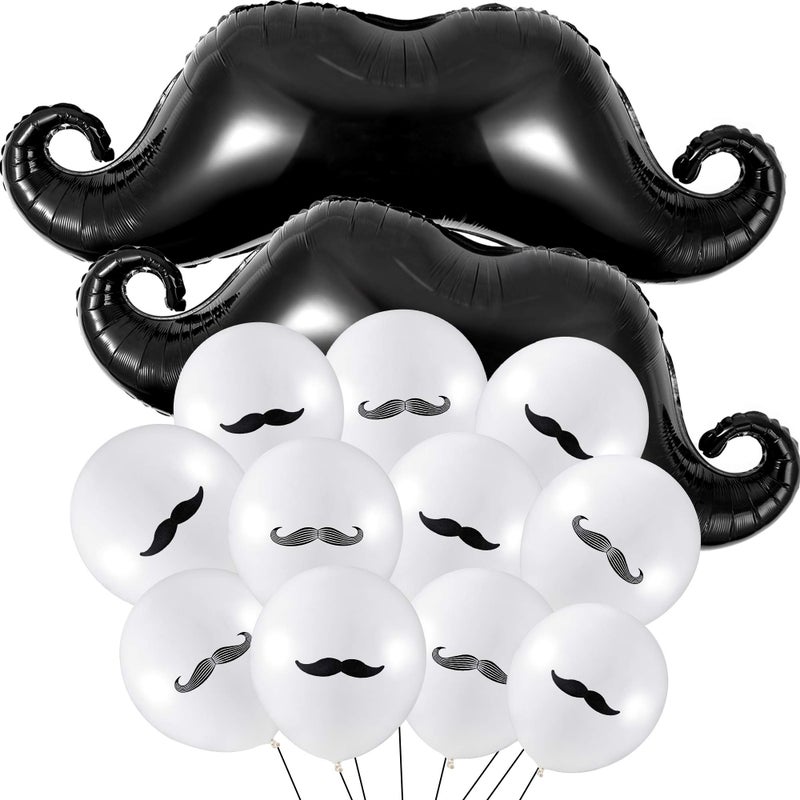 Gejoy 38 Pcs Mustache Balloons Black Mustache Latex Balloons Party Decorations Large Beard Foil Decorfor Birthday Graduation Little Man Themed Party Fathers Day Decoration Supplies - Image 1