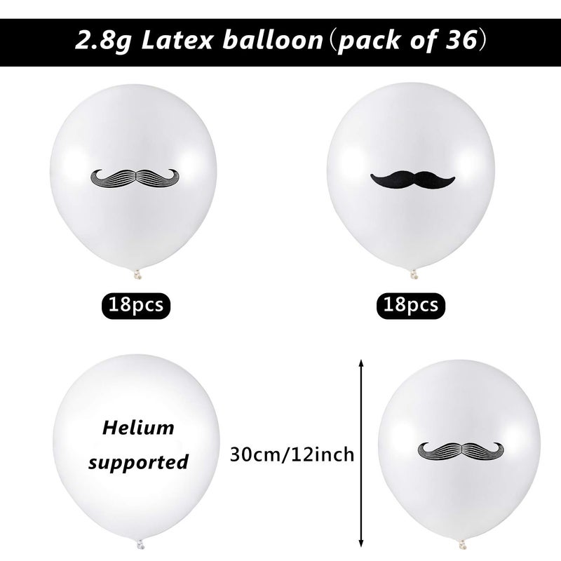 Gejoy 38 Pcs Mustache Balloons Black Mustache Latex Balloons Party Decorations Large Beard Foil Decorfor Birthday Graduation Little Man Themed Party Fathers Day Decoration Supplies - Image 4