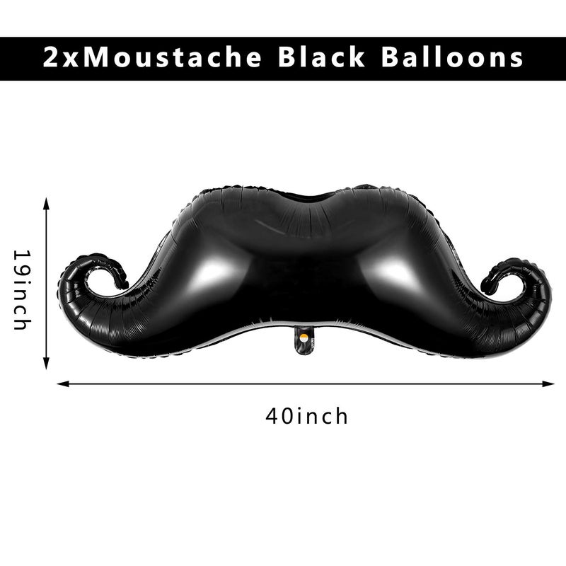 Gejoy 38 Pcs Mustache Balloons Black Mustache Latex Balloons Party Decorations Large Beard Foil Decorfor Birthday Graduation Little Man Themed Party Fathers Day Decoration Supplies - Image 3