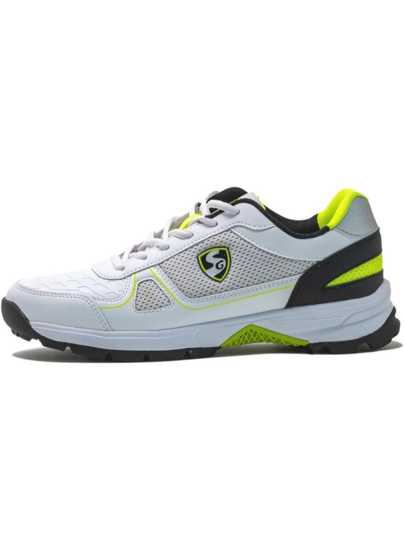SG SCORER 6.0 Cricket Shoes for Men – White/Black/Lime, Size 10 | Lightweight Design, Strong Grip, Ideal for Training & Match Play - Image 1