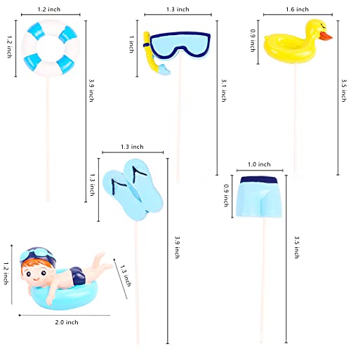Simple polymer 11 Pcs Swimming Pool Cake Decoration - Hawaiian Beach Chair Umbrella Cake Toppers for Summer Birthday Party Supplies, Blue - Image 3