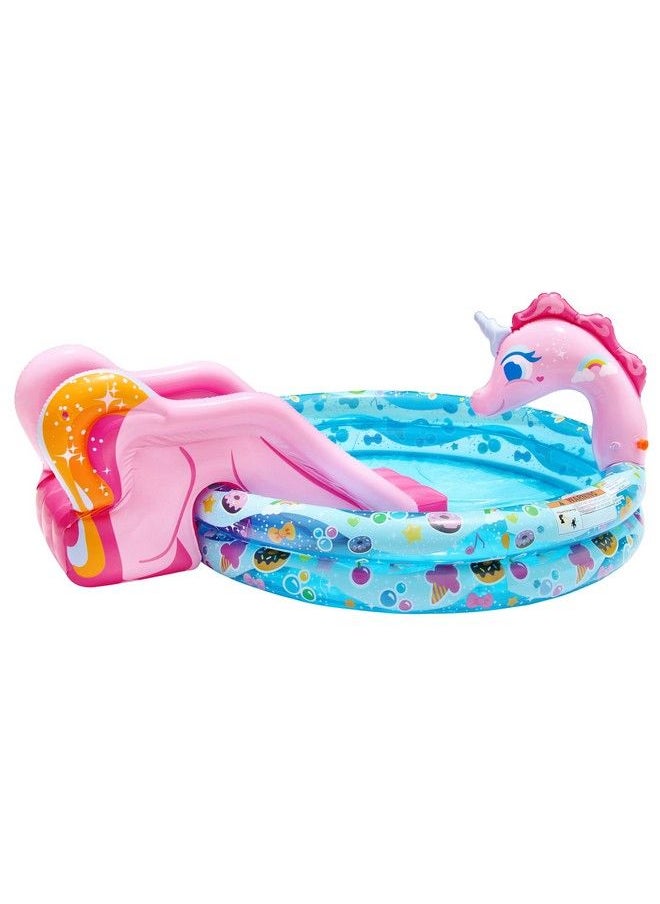 Spray Splash Unicorn Pool Length: 78 In Width: 60 In Height: 32 In Inflatable Outdoor Backyard Water Slide Splash Toy