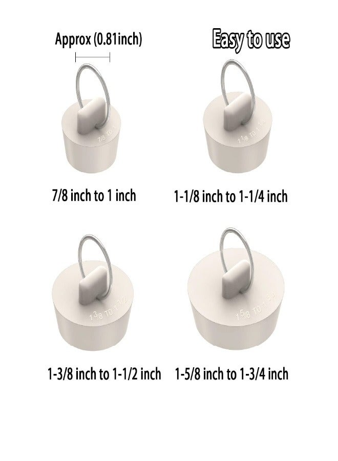 Bathtub Drain Stoppers, 4 Pieces Rubber Sink Stopper Set Bath Tub Plug Kitchen Bathroom Laundry Bar Water Stopper Seal with Hanging Ring for Shower Faucet Cover, CT-00171  - Image 2