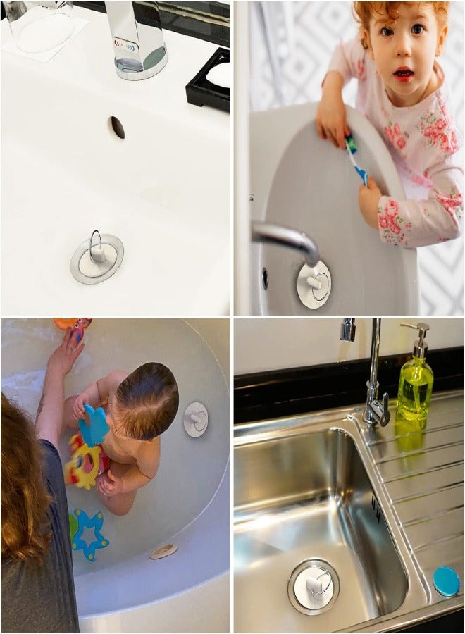Bathtub Drain Stoppers, 4 Pieces Rubber Sink Stopper Set Bath Tub Plug Kitchen Bathroom Laundry Bar Water Stopper Seal with Hanging Ring for Shower Faucet Cover, CT-00171  - Image 4