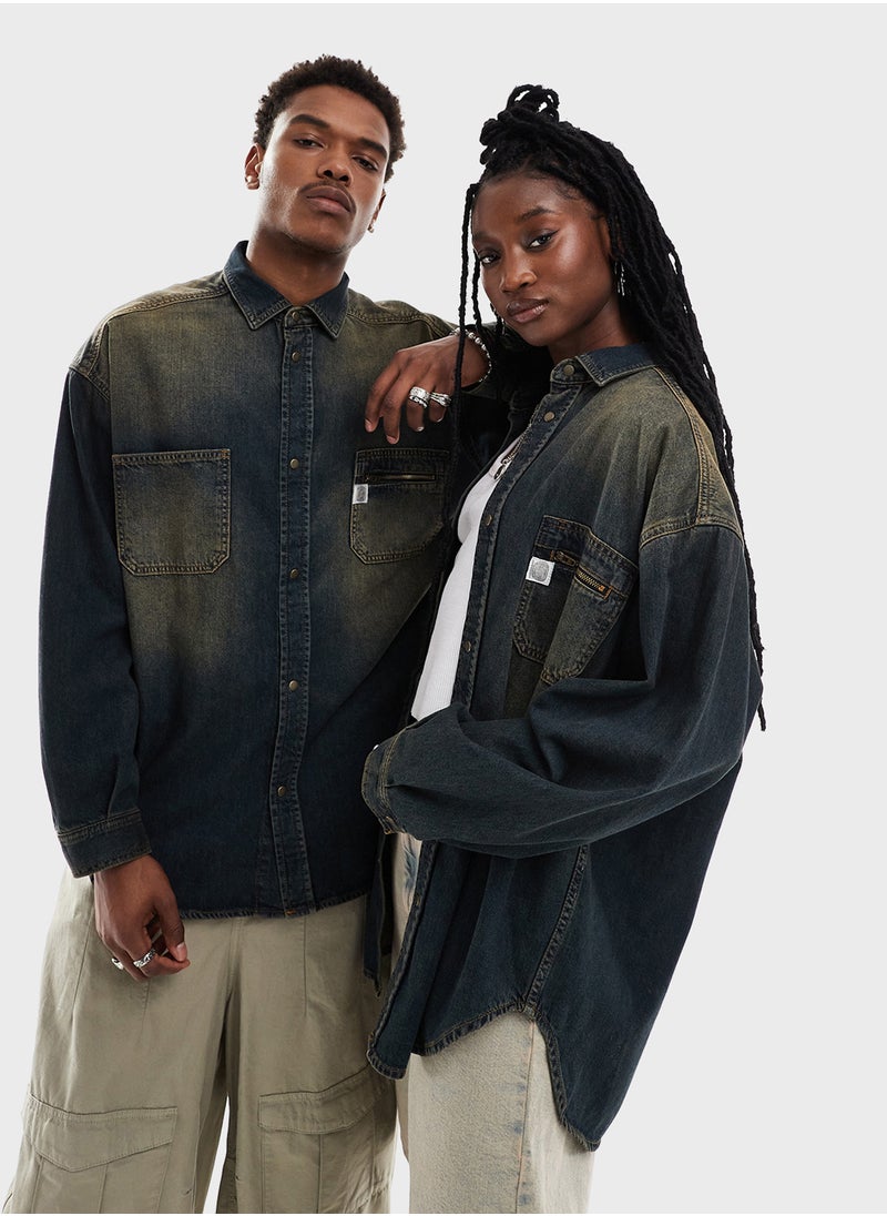 Reclaimed Vintage Unisex Western Denim Shirt  - Image 1