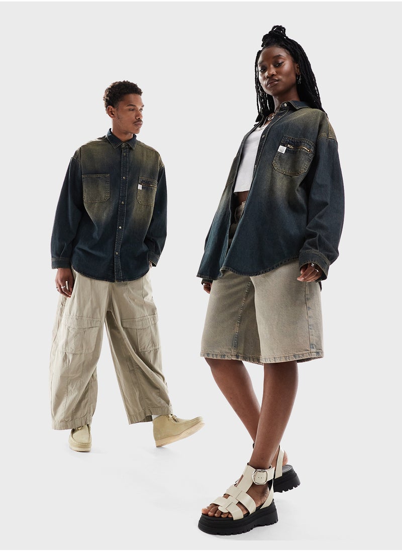 Reclaimed Vintage Unisex Western Denim Shirt  - Image 4
