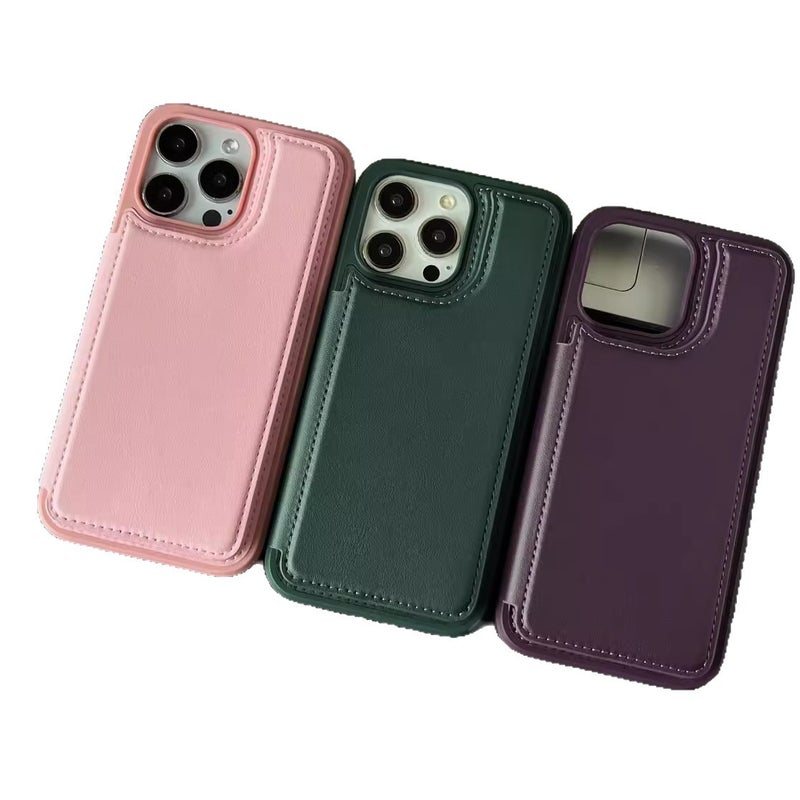 غطاء واقي بPU لـ iPhone 16 / 16 Plus / 16 Pro / 16 Pro Max مع حماية من السقوط وحامل قائم مع مقاوم للصدمات مع حامل بطاقات مع مغناطيس قوي باللون أسود مغناطيسي بوظيفة حامل - Image 5