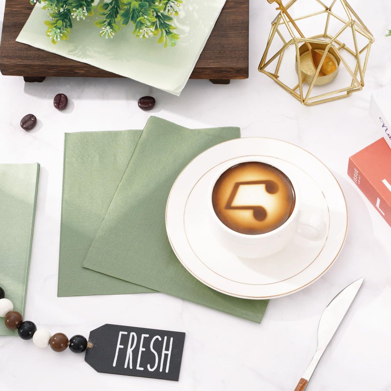 Whaline Sage Green Napkins 3 Colors Dinner Napkins Gradient Green Disposable Paper Napkins Luncheon Napkins for Party Supplies Table Decorations  60Pcs - Image 4