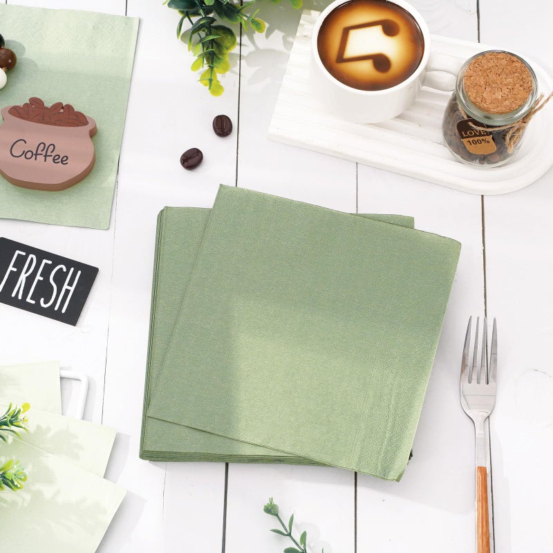 Whaline Sage Green Napkins 3 Colors Dinner Napkins Gradient Green Disposable Paper Napkins Luncheon Napkins for Party Supplies Table Decorations  60Pcs - Image 3