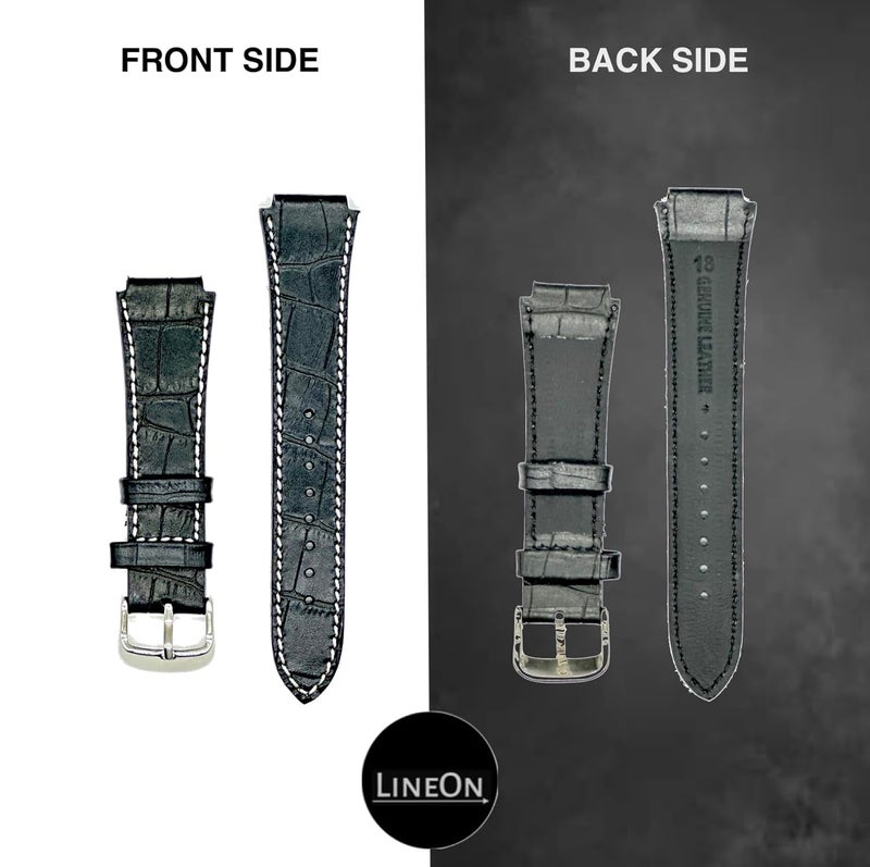 Lineon 18mm Genuine Leather Watch Strap Cut Pattern Specially Compatible With CASIO Royale ae1200, DW-291H, F-91W, F91W, AE-1400wh, A168WA, SGW-300, W-218H, AE-1000w, A158wa with Tool and Pins - Image 4