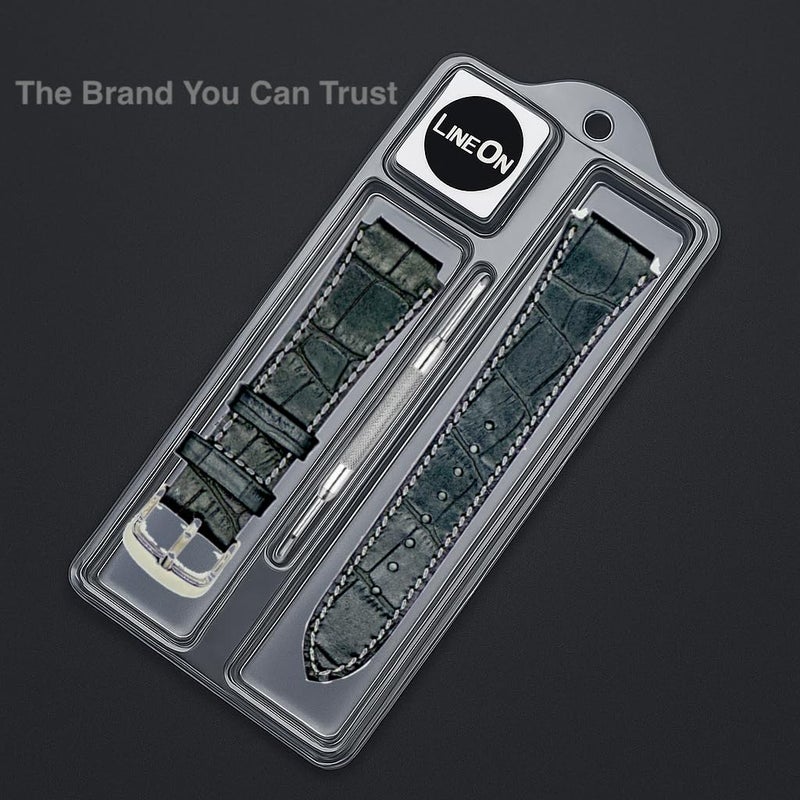 Lineon 18mm Genuine Leather Watch Strap Cut Pattern Specially Compatible With CASIO Royale ae1200, DW-291H, F-91W, F91W, AE-1400wh, A168WA, SGW-300, W-218H, AE-1000w, A158wa with Tool and Pins - Image 2