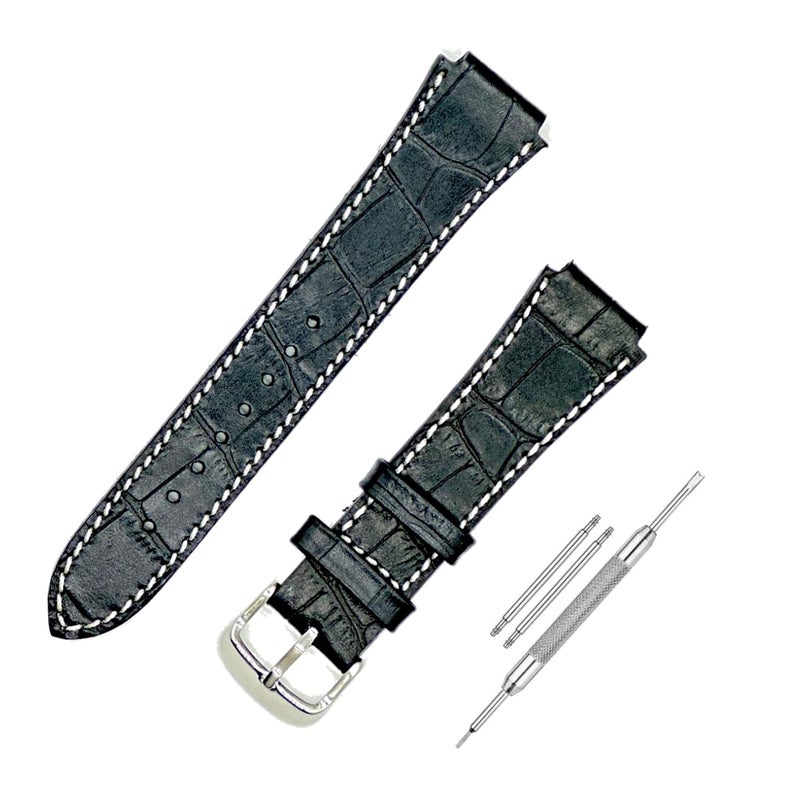 Lineon 18mm Genuine Leather Watch Strap Cut Pattern Specially Compatible With CASIO Royale ae1200, DW-291H, F-91W, F91W, AE-1400wh, A168WA, SGW-300, W-218H, AE-1000w, A158wa with Tool and Pins - Image 1