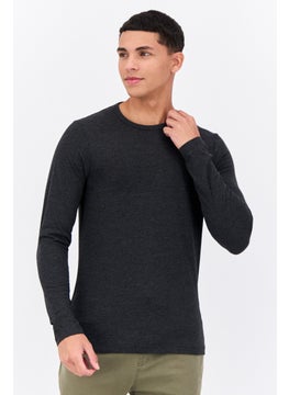 French Connection Men Crew Neck Long Sleeve Solid T Shirt, Charcoal Grey  - Image 1