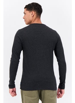 French Connection Men Crew Neck Long Sleeve Solid T Shirt, Charcoal Grey  - Image 2