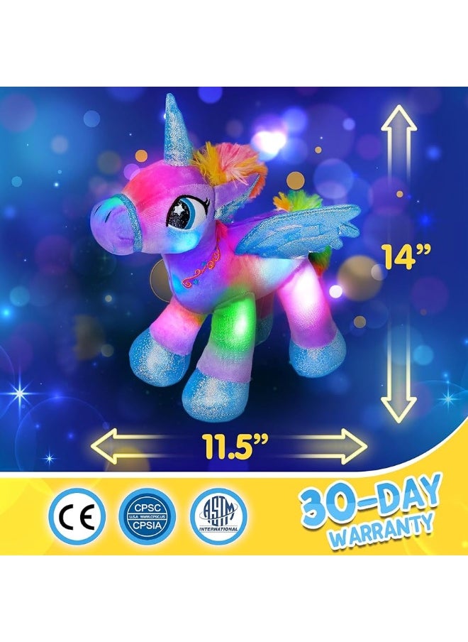 Houwsbaby - Houwsbaby 14 Purple LED Light Up Unicorn Stuffed AnimalUnicorn Plush ToyGlowing Horse Plush Toy Night Light Glitter Present for Kids Boys Girls Present for Easter Birthday Festival Christmas - Image 1