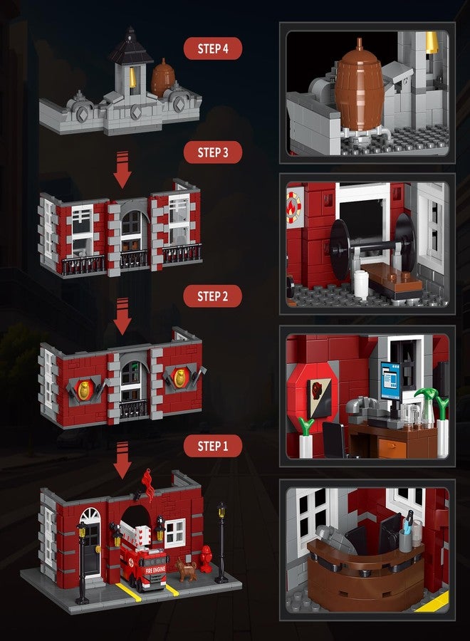 HSANHE City Fire Rescue Building Set,Compatible with Lego Fire Truck Building Blocks,Birthday Gifts for Children and Adult (1823 PCS) - Image 3