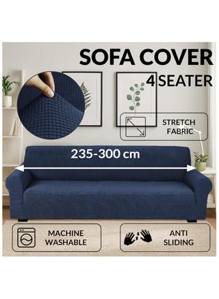 Stretch Fit 4-Seater Sofa Cover Soft Brushed Fabric Couch Cover Exquisitely Full Coverage Furniture Protector Slipcover Four Seater Fits on Standard and Recliner Sofa 235-300cm Size Navy - pzsku/Z6E83C0AC98FDB674A865Z/45/1752923540/c84d4e58-7b1e-4ba8-8f1b-32814f13eb19